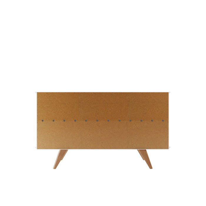 Manhattan Comfort Tudor 53.15” Sideboard with 4 Shelves - White & Maple Cream