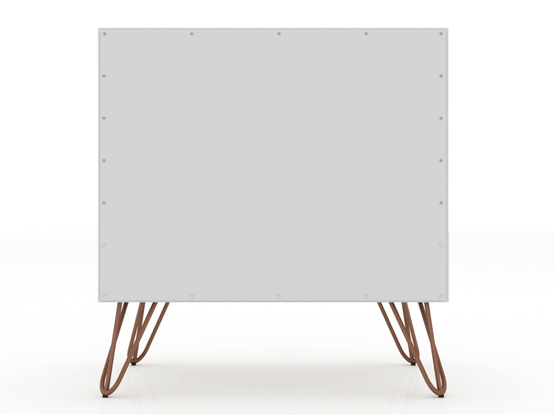 Manhattan Comfort Rockefeller Mid-Century Modern Nightstand with 2 Drawers - White