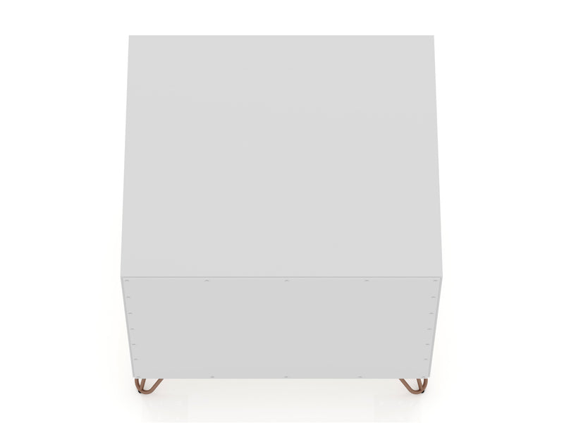 Manhattan Comfort Rockefeller Mid-Century Modern Nightstand with 2 Drawers - White