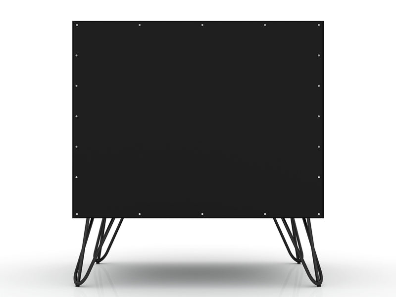 Manhattan Comfort Rockefeller Mid-Century Modern Nightstand with 2-Drawer - Black