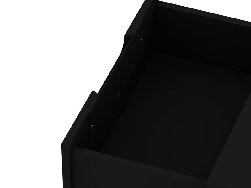 Manhattan Comfort Rockefeller Mid-Century Modern Nightstand with 2-Drawer - Black
