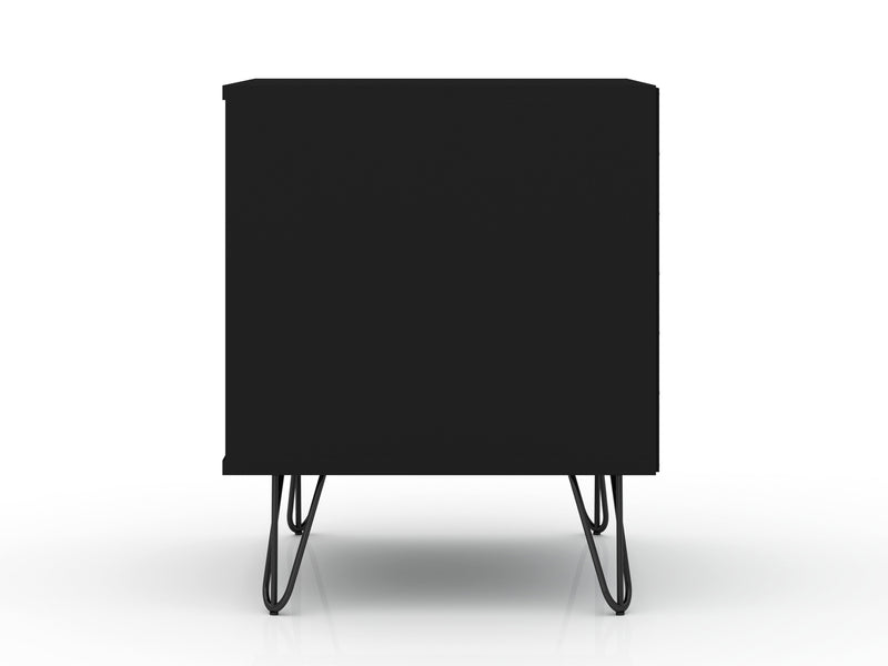 Manhattan Comfort Rockefeller Mid-Century Modern Nightstand with 2-Drawer - Black