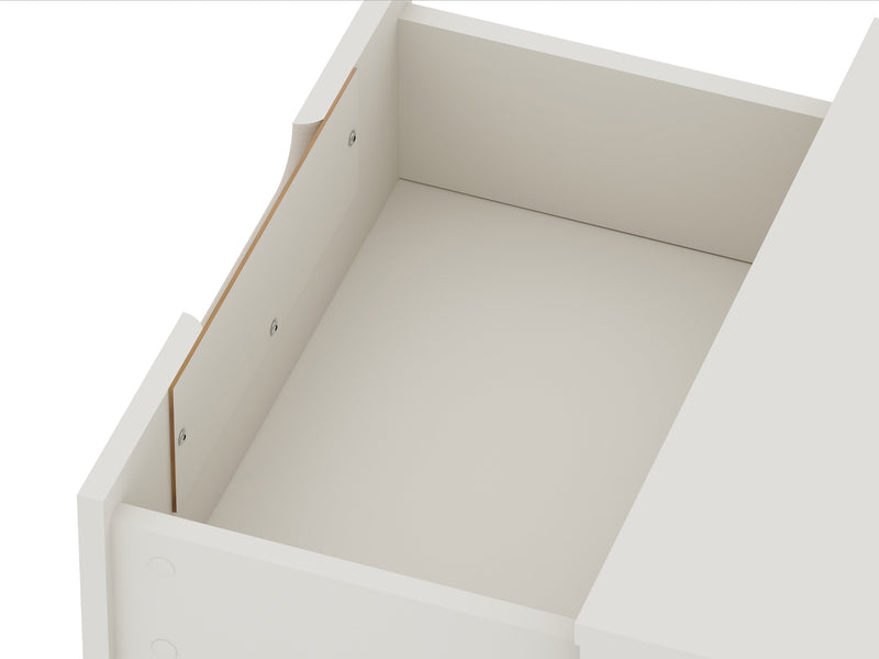 Manhattan Comfort Rockefeller Mid-Century Modern Nightstand with 2 Drawers - Off White & Natural