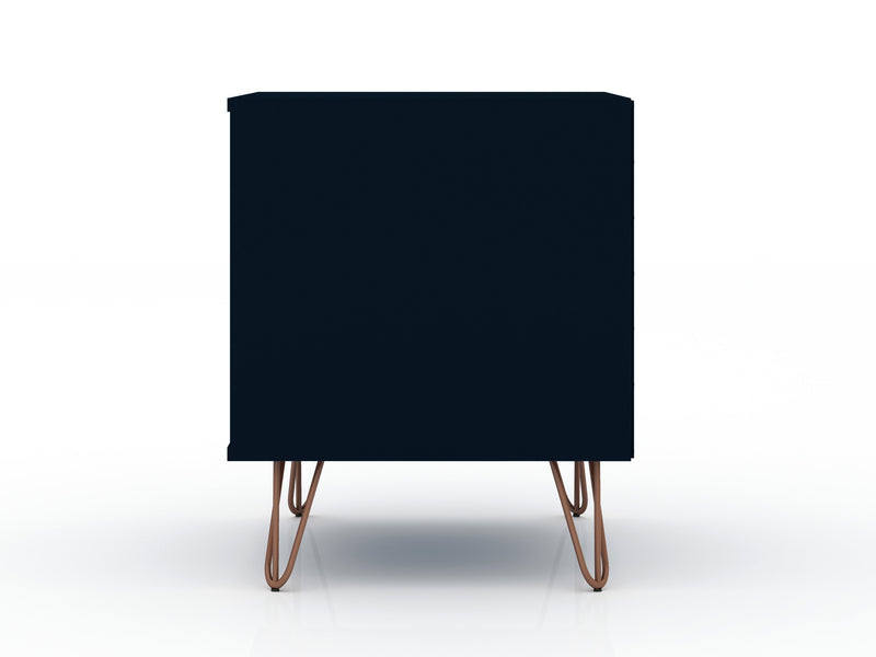Manhattan Comfort Rockefeller Mid-Century Modern Nightstand with 2-Drawers - Tatiana Midnight Blue