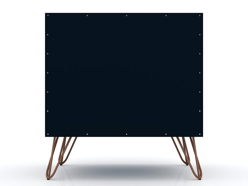 Manhattan Comfort Rockefeller Mid-Century Modern Nightstand with 2-Drawers - Tatiana Midnight Blue