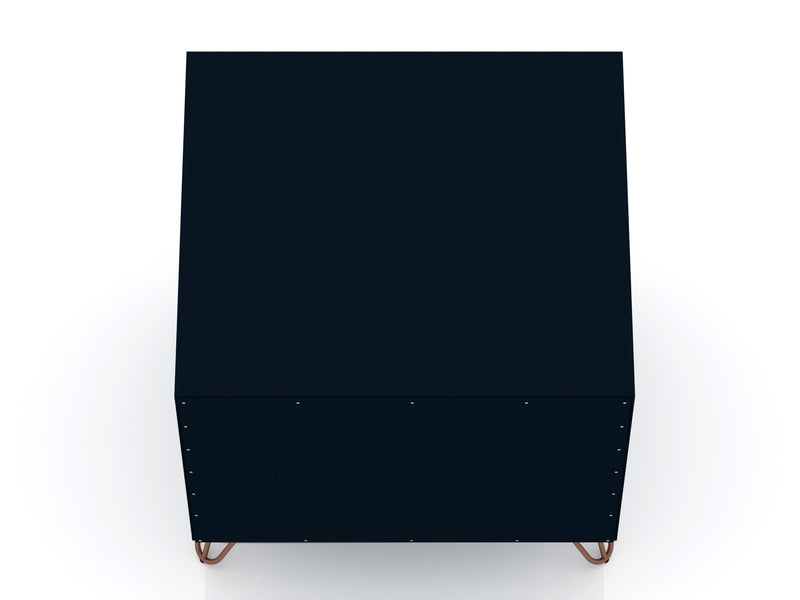 Manhattan Comfort Rockefeller Mid-Century Modern Nightstand with 2-Drawers - Tatiana Midnight Blue