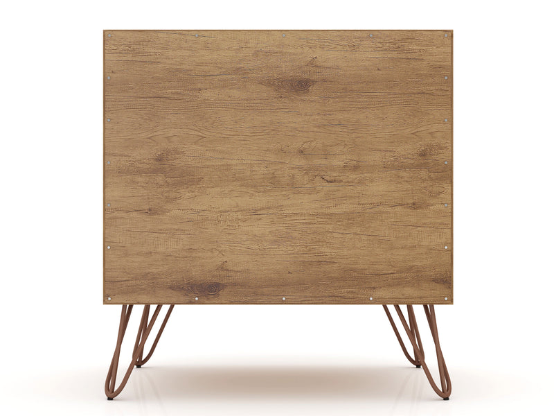 Manhattan Comfort Rockefeller Mid-Century Modern Nightstand with 2 Drawers - Textured Grey