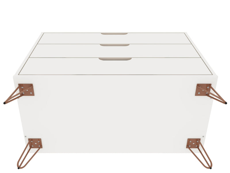 Manhattan Comfort Rockefeller Mid-Century Modern Dresser with 3-Drawers - White