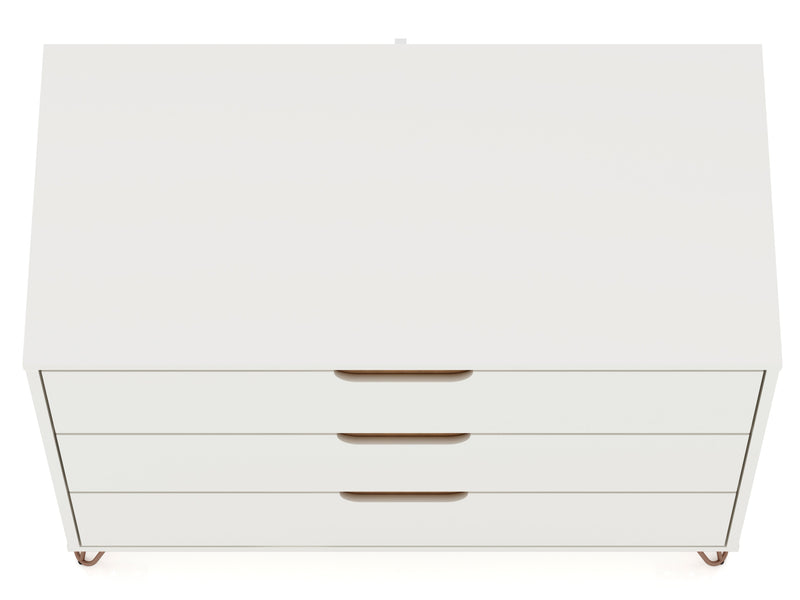 Manhattan Comfort Rockefeller Mid-Century Modern Dresser with 3-Drawers - White