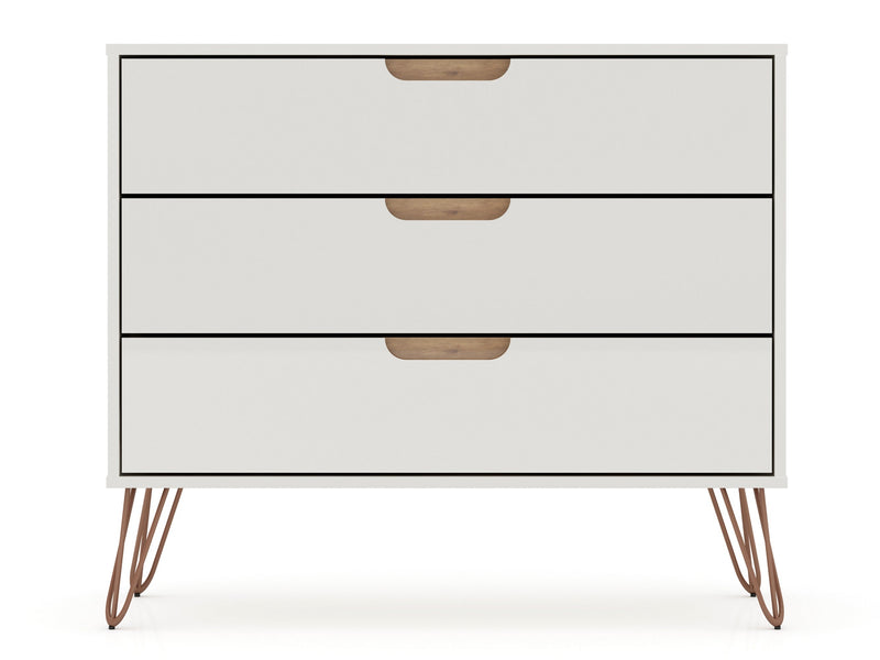 Manhattan Comfort Rockefeller Mid-Century Modern Dresser with 3-Drawers - Off White