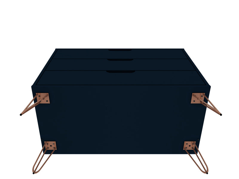 Manhattan Comfort Rockefeller Mid-Century Modern Dresser with 3-Drawers - Tatiana Midnight Blue