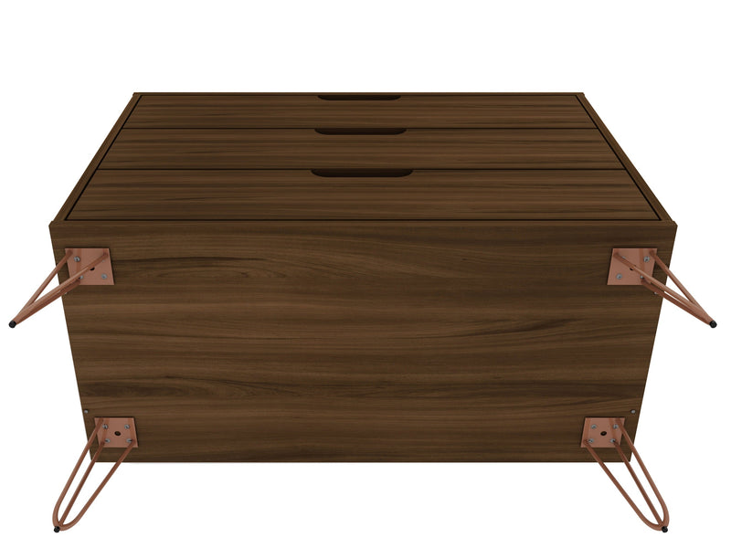 Manhattan Comfort Rockefeller Mid-Century Modern Dresser with 3-Drawers - Brown