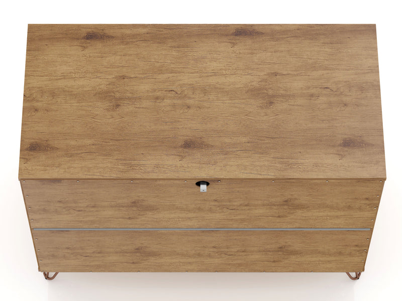 Manhattan Comfort Rockefeller Mid-Century Modern Dresser with 3-Drawers - Natural & Textured Grey