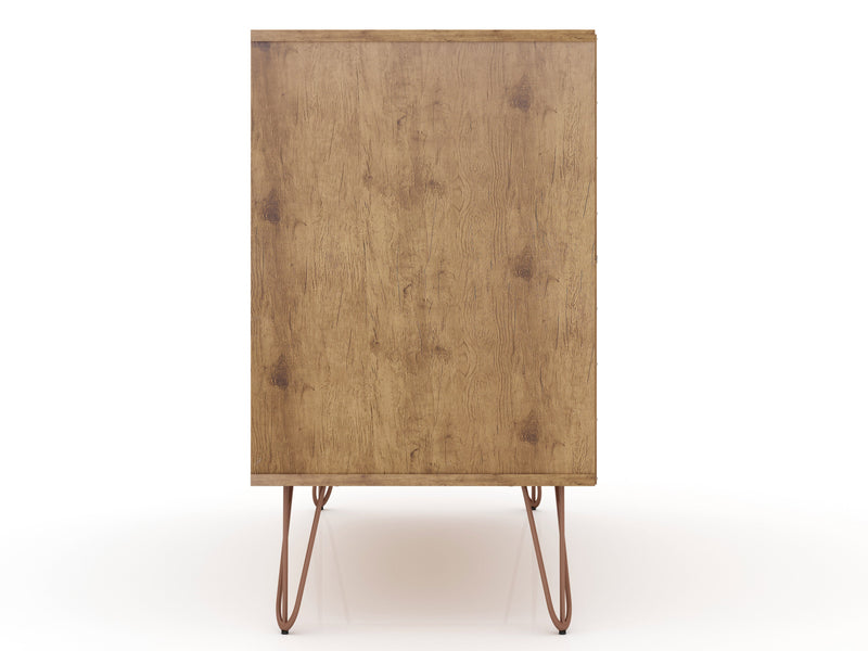 Manhattan Comfort Rockefeller Mid-Century Modern Dresser with 3-Drawers - Natural & Textured Grey