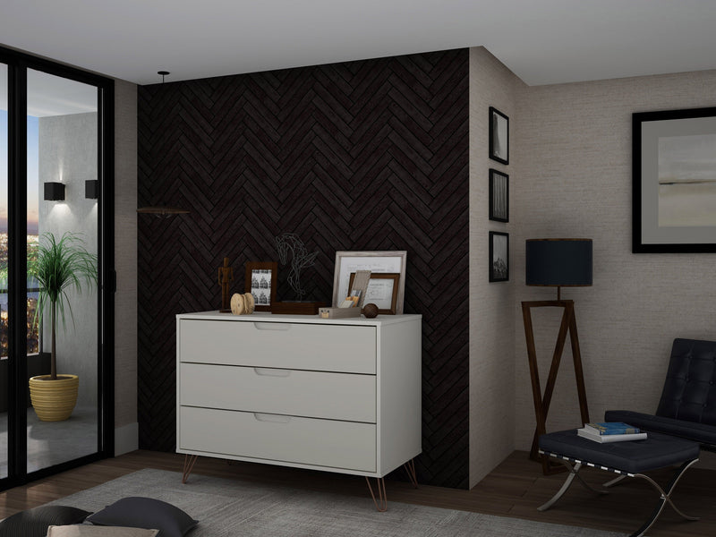 Manhattan Comfort Rockefeller Mid-Century Modern Dresser with 3-Drawers