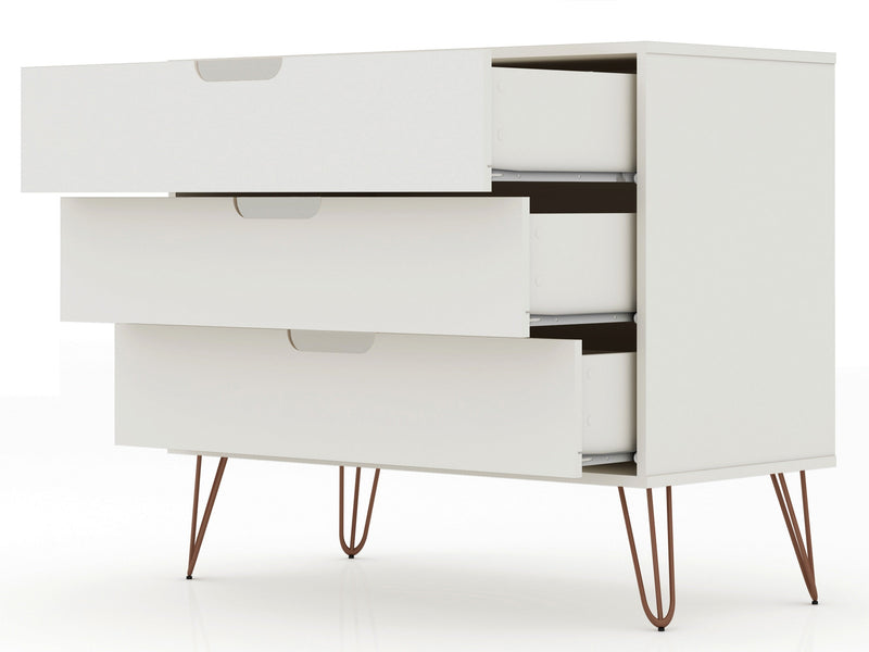 Manhattan Comfort Rockefeller Mid-Century Modern Dresser with 3-Drawers