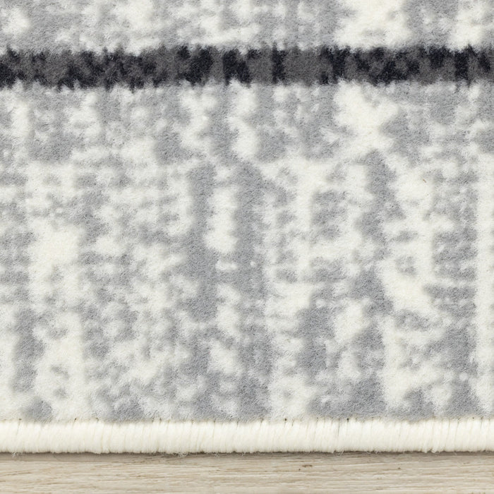 Forte White Grey Black Modern Striped Patches Area Rug - 7'9\" x 10'6\"