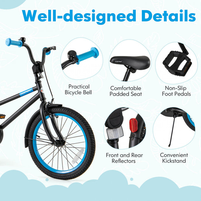 Costway 18" Kids Bike With Adjustable Saddle Handlebar Removable Training Wheels Handbrake Black