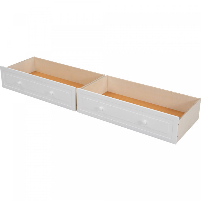 Brady Solid Wood Convertible Full Bunk Bed With Drawers - White Lit Superpose Convertible Brady En Bois Massif, Taille Double, Avec Tiroirs - Blanc