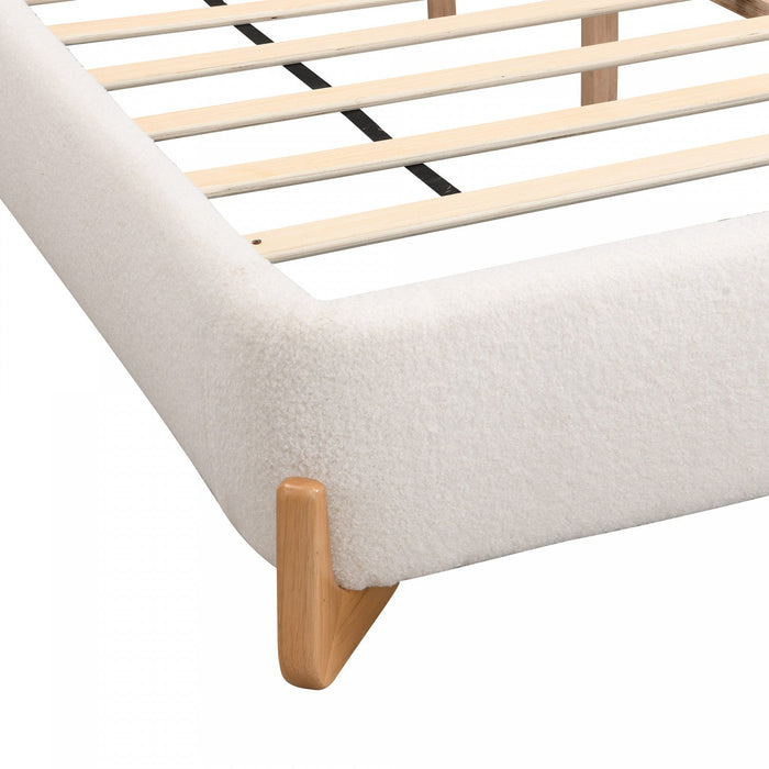 Olivia Elegant Comfortable Upholstered Bed,King Size,White King Bed  