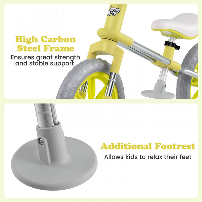 Honeyjoy 12" Balance Bike 2 Wheels Children's Bicycle With Adjustable Seat Green