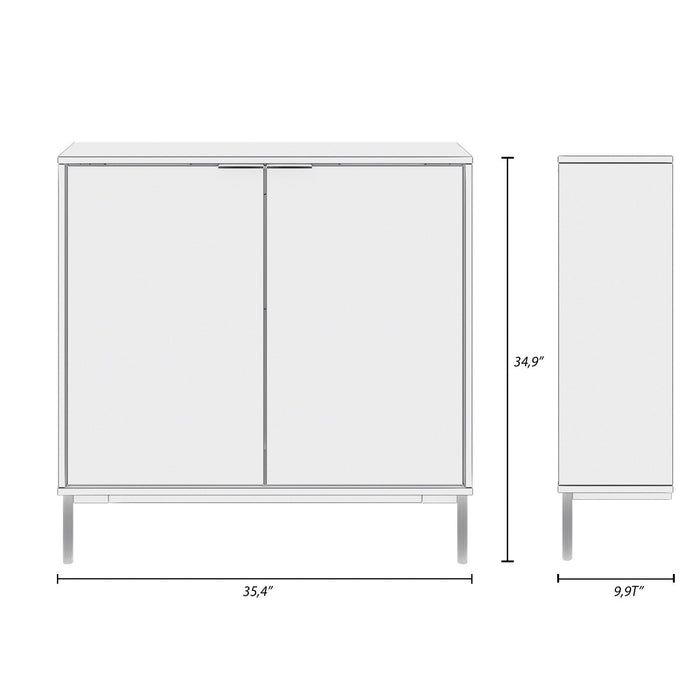 Nordika Slim 2-Door Storage Console Accent Cabinet - Black 