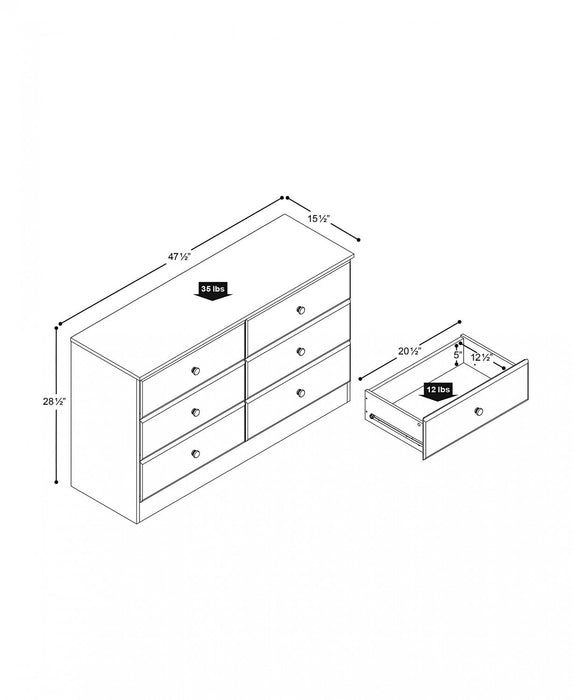 Astrid Kids 6-Drawer Dresser - White