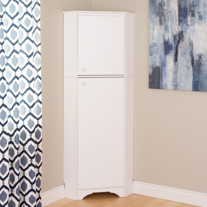 Elite Tall 2-Door Corner Storage Cabinet - White