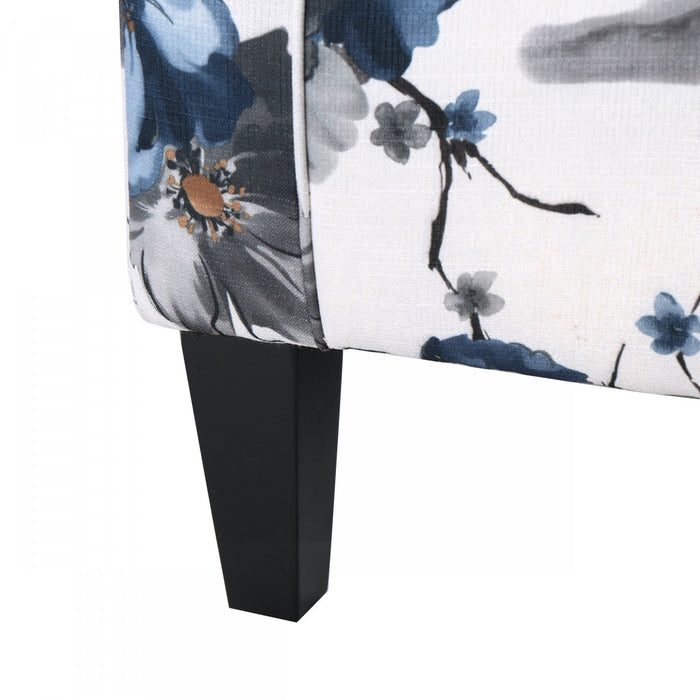 Pansy Floral Fabric Upholstered Accent Chair With Flared Arms And Wooden Legs,flower 