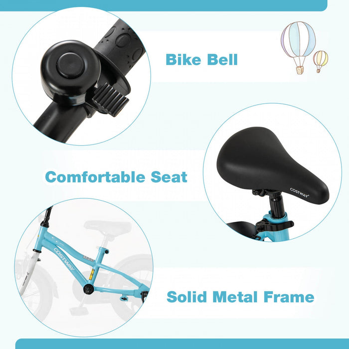 Costway 12" Kids Bike For 3-4 Years Old Boys & Girls With Adjustable Seat Handbrake Reflectors Blue