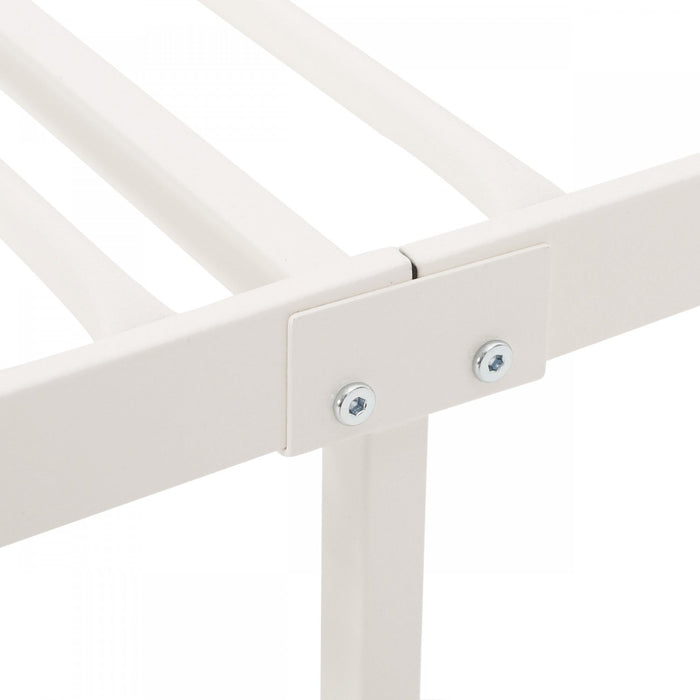 Robert Metal Construction Bed Frame With Circular Design Headboard And Footboard,king Size,white King Bed 