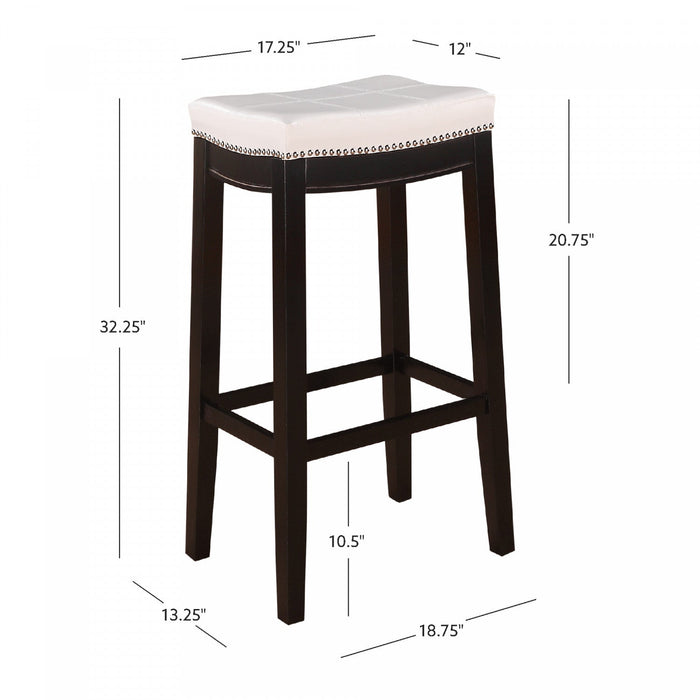 Claridge Faux Leather Backless Barstool - Black and White