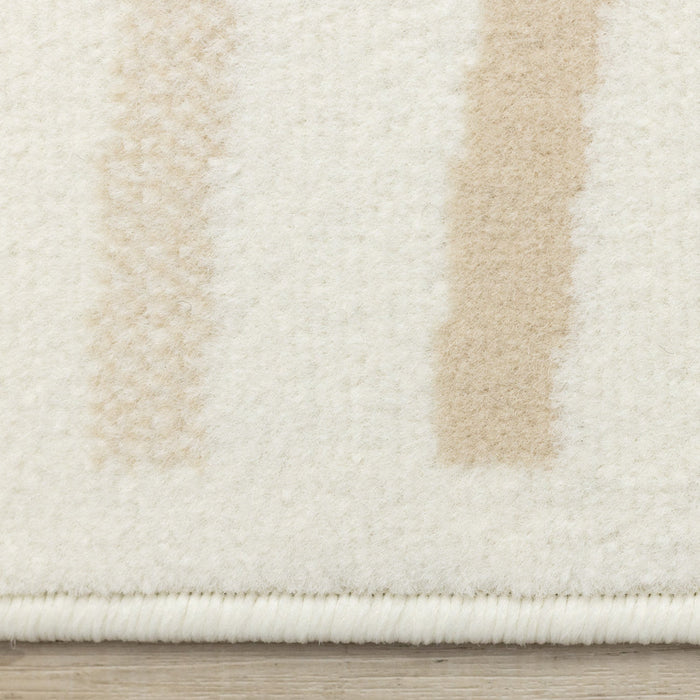 Forte Cream Beige Brown Curvy Lines Area Rug - 5'3\" x 7'5\"