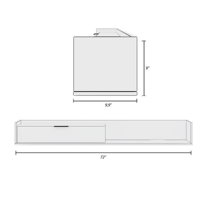 Nordika Slim 72\" Wall-Mounted TV Stand with Storage Cabinet - Black 