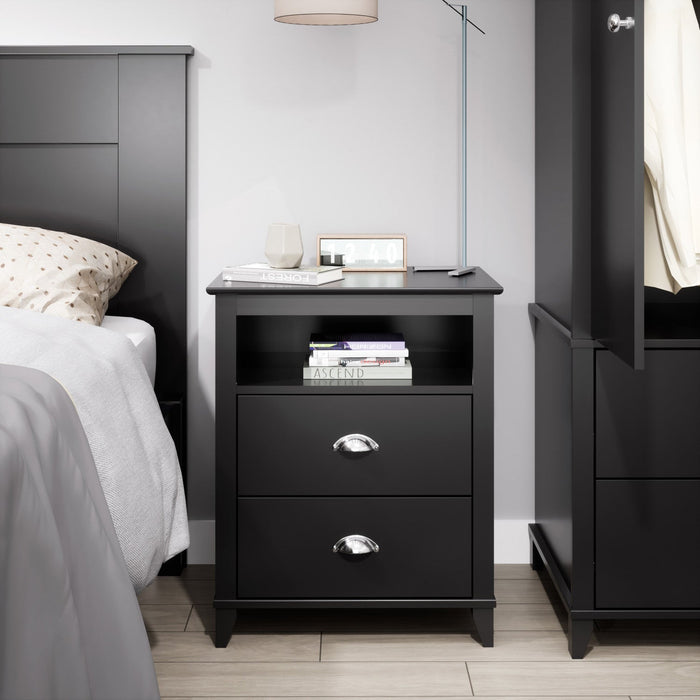 Yaletown 2-Drawer Tall Nightstand - Black