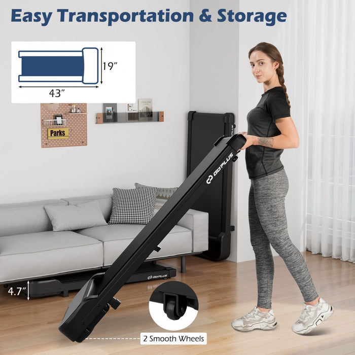 Goplus 2.5hp Under Desk Treadmill For Home And Office Remote Control Led Display Black