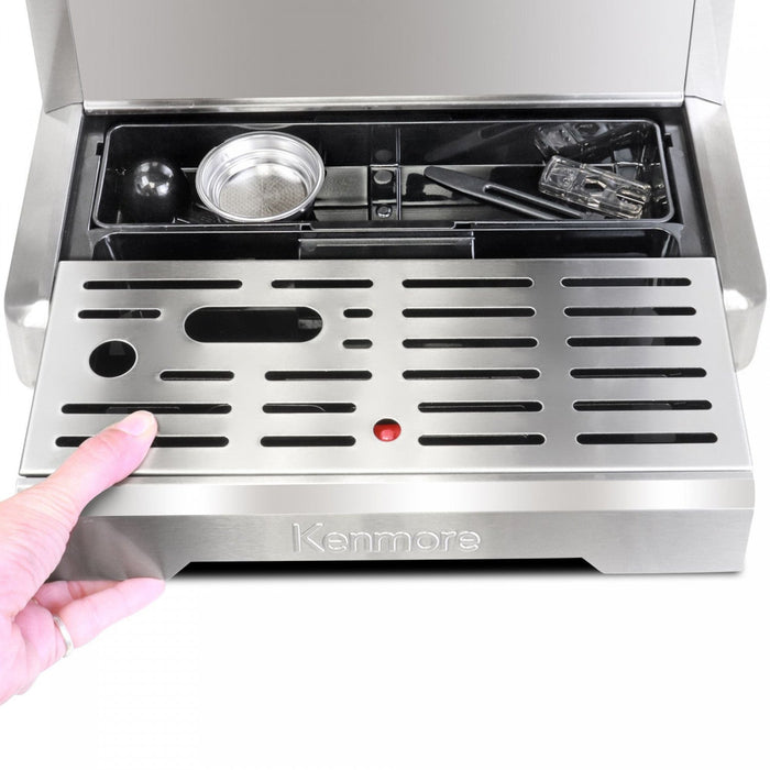 Kenmore Espresso Machine Stainless Steel Manual Tamp Coffee Maker - KKCMEMT