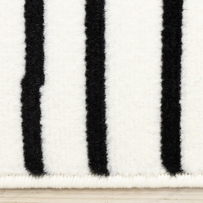 Forte Black White Stripes Area Rug - 7'9\" x 10'6\"