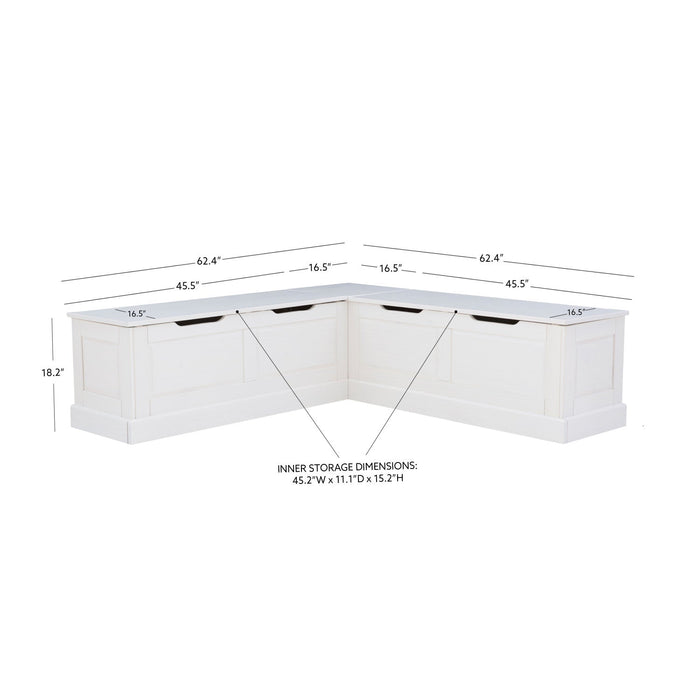 Tobin Backless Corner Nook Dining Bench - White