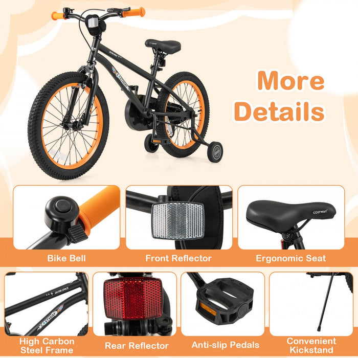 Costway 18-inch Kid's Bike For 4-8 Years Old With Adjustable Saddle & Anti-slip Handlebar Black