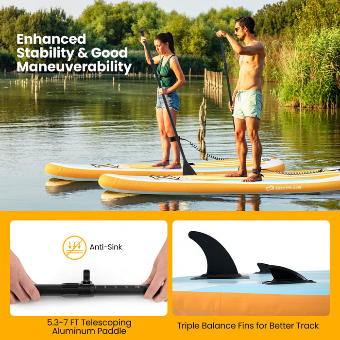 Goplus Small Inflatable Sup Board, Portable Paddle Board With 5d Rings Stand Up Paddle Board For Youth & Adult Orange