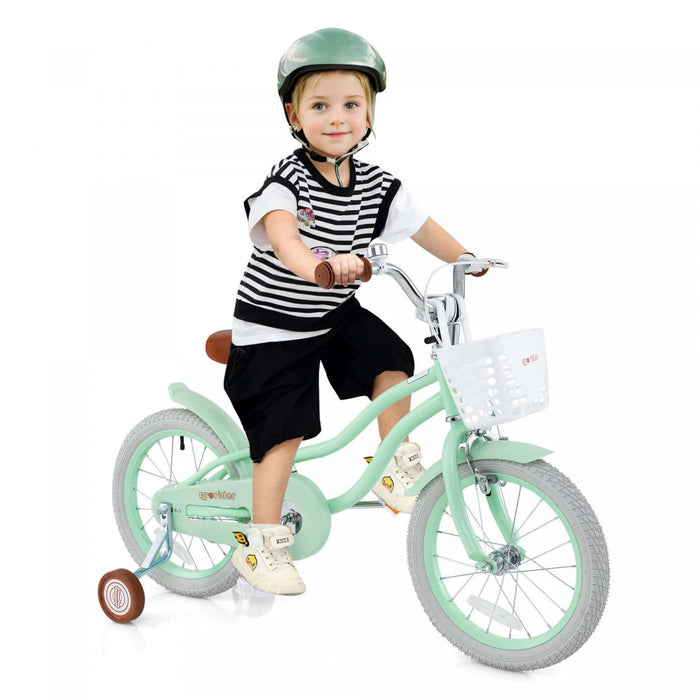 Prorider 16" Kids Bike Toddler Adjustable Bicycle With Training Wheel For 4-7 Years Old Girl Green