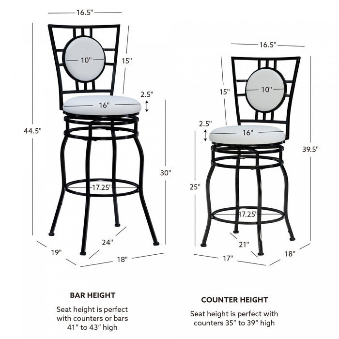 Townsend Faux Leather Adjustable Leg Bar Stool - Black
