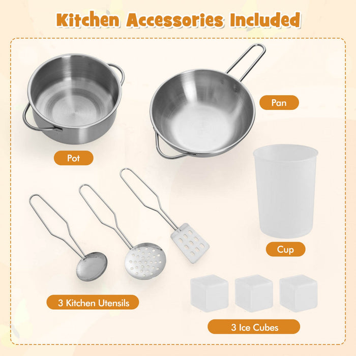 Costway Pretend Play Kitchen For Kids Toddler Aged 3+ Wooden Toy Set With Range Hood White