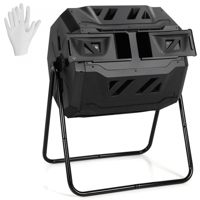 Costway Tumbling Composter 40 Gallon Garden Rotating Compost Bin W/dual Chamber