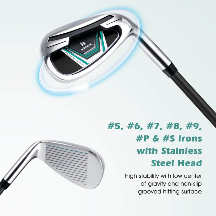 Ultimate Men's Complete Golf Club Set Golf Club Package Set Incl 460cc With Rain Hood Green