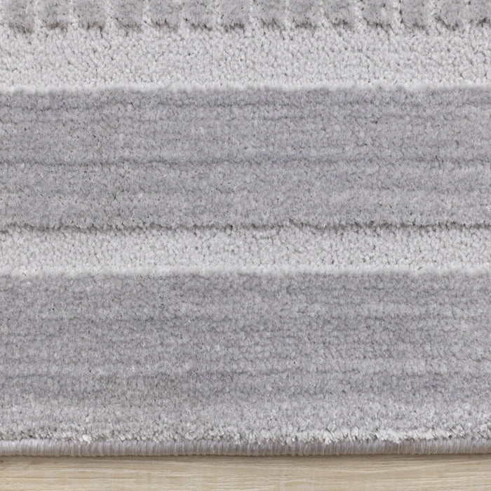 Ellie High-Low Textured Soft Polyester Grey Border Area Rug - 7'10\" x 10'6\"