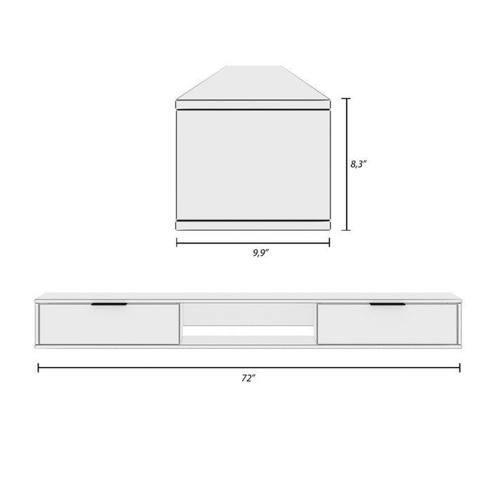 Nordika Slim 72\" Wall-Mounted TV Stand with 2 Storage Cabinets - Natural Blonde Oak 
