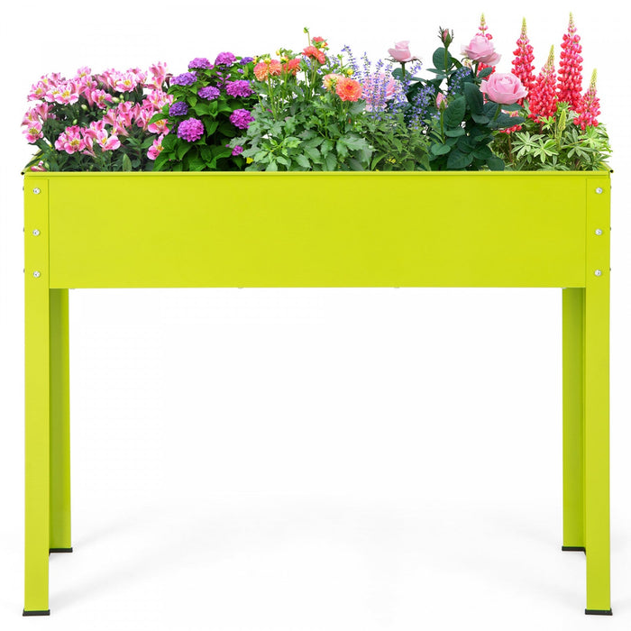 Costway 40" Raised Garden Bed With Legs Metal Elevated Planter Box Drainage Hole Backyard Green