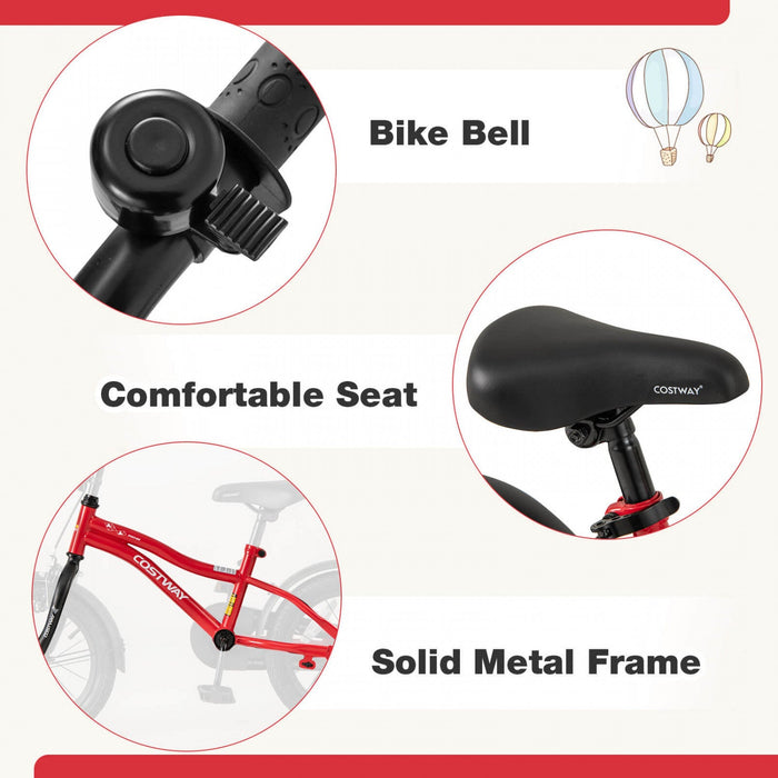 Costway 14" Kids Bike For 3-5 Years Old Boys & Girls With Adjustable Seat Handbrake Reflectors Red